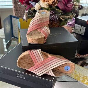 MIA Women's Wedge Sandals - Pink and Cream